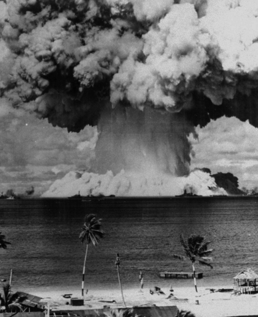 The second atomic bomb test at Bikini Atoll on July 25, 1946. The Marshall Islands, where Bikini is located, is suing the U.S. for what it calls a violation of the Nuclear Non-Proliferation Treaty.